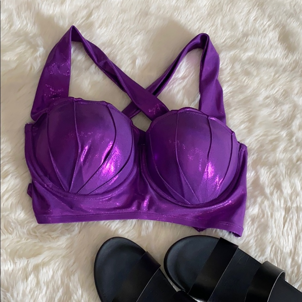 NWT Purple Shimmer Mermaid Shell Bikini Plus Size